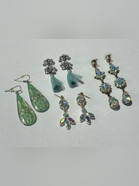 Rhinestone AB Crystal Earring Lot Bling McBling Tassel Cottagecore Coquette Y2K